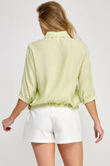 SHORT SLEEVE DRAWSTRING POCKET TOP