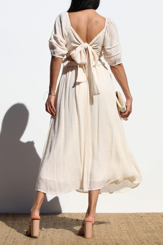 LONDON - RUFFLE WOVEN MIDI DRESS