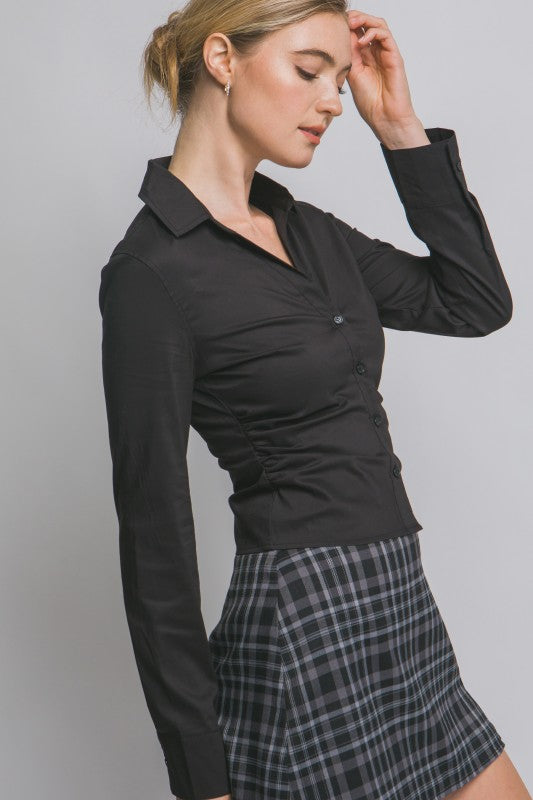 ROUSH POPLIN STRETCH TOP