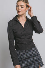 ROUSH POPLIN STRETCH TOP