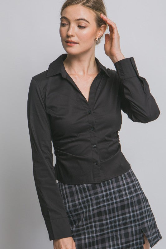 ROUSH POPLIN STRETCH TOP