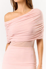 BABYPINK - OFF SHOULDER MESH DRESS