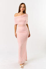 BABYPINK - OFF SHOULDER MESH DRESS