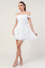 TALIA - OFF SHOULDER CHIFFON MINI DRESS