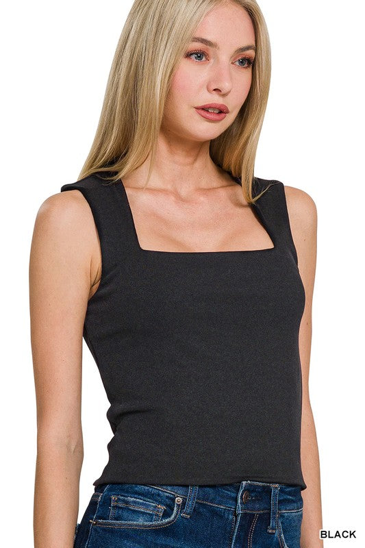SQUARE NECK RIBBED TANK