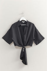 TIE FRONT S/S BLOUSE