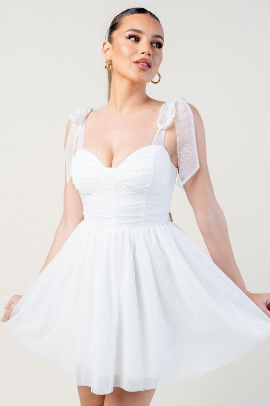 MILA - CORSETTE DOT TULLE DRESS