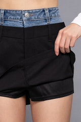 CONTRAST DENIM WAIST MINI SKIRT