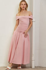 KAIA - OFF SHOULDER DROP WAIST DRESS
