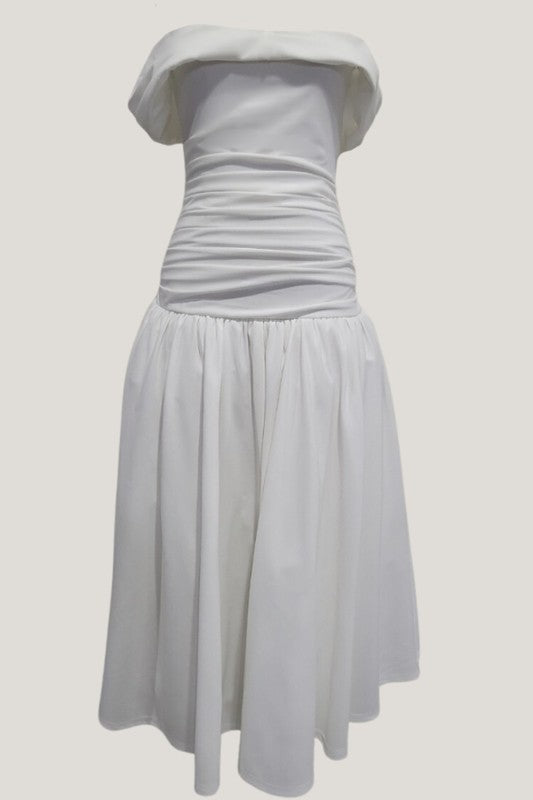 KAIA - OFF SHOULDER DROP WAIST DRESS