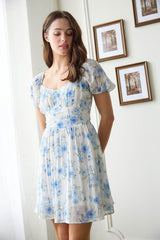 SOFI - SHORT SLEEVE TIE BACK FLORAL MINI DRESS