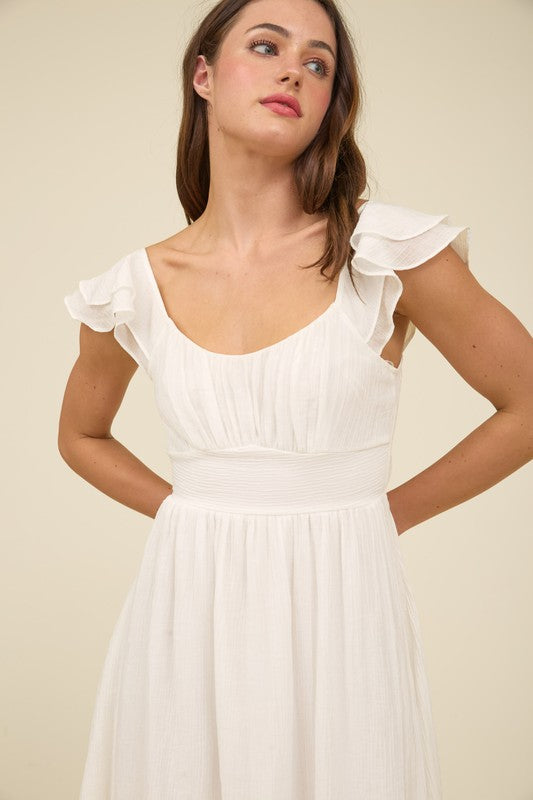 KIWI - RUFFLE TIE BACK MINI DRESS