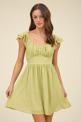 KIWI - RUFFLE TIE BACK MINI DRESS