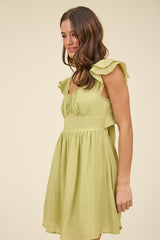 KIWI - RUFFLE TIE BACK MINI DRESS