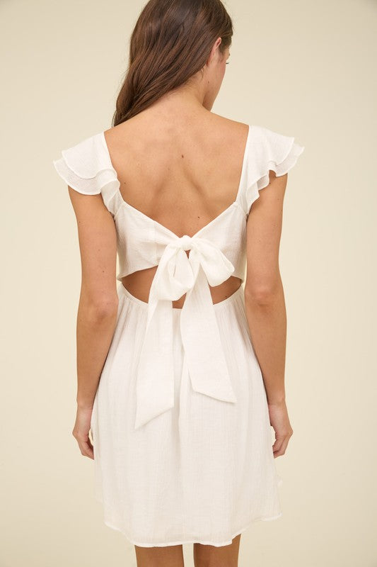 KIWI - RUFFLE TIE BACK MINI DRESS