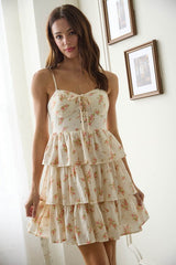 GIA - FLORAL TIERED CORSET DRESS
