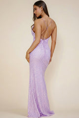 VANNA - SEQUIN GOWN WITH TIE BACK