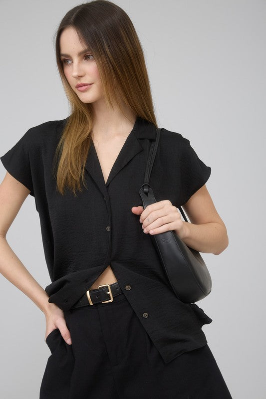 CAP SLEEVE BUTTON BLOUSE