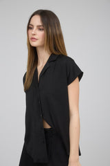 CAP SLEEVE BUTTON BLOUSE