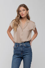 CAP SLEEVE BUTTON BLOUSE