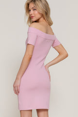HILLARY - OFF SHOULDER KNIT MINI DRESS