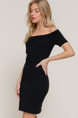 HILLARY - OFF SHOULDER KNIT MINI DRESS