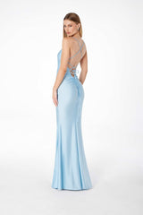 SUGAR - TIE BACK STRETCH SATIN GOWN