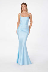 SUGAR - TIE BACK STRETCH SATIN GOWN