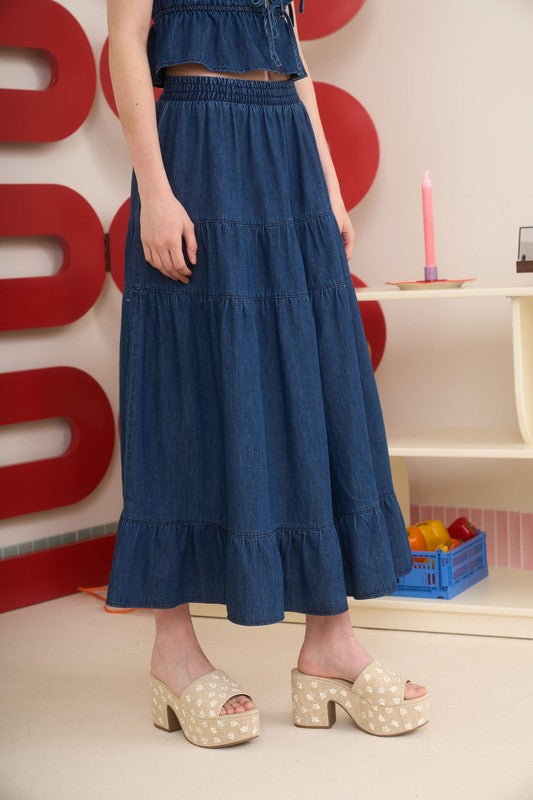 DENIM - BOHO MAXI SKIRT