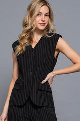 LANA - PINSTRIPE LONG LINE VEST