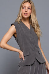 LANA - PINSTRIPE LONG LINE VEST