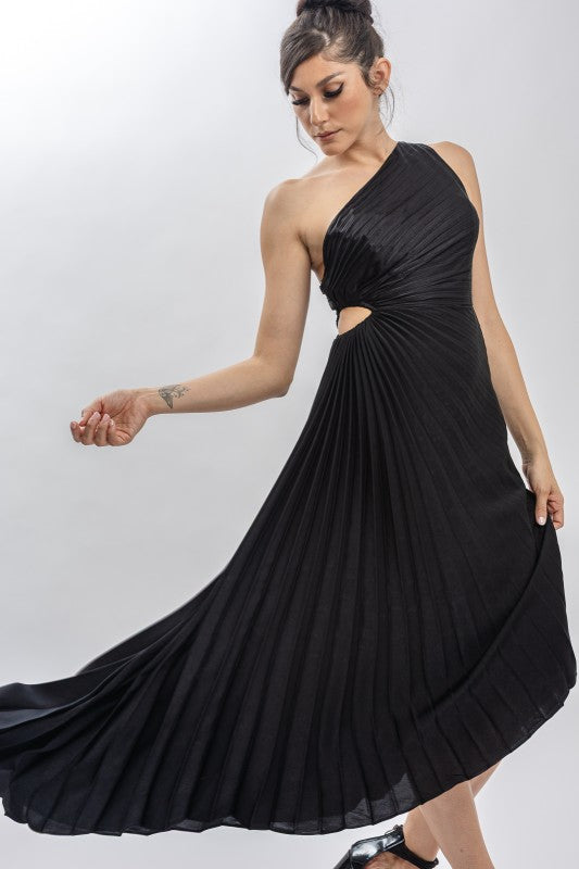 PEARL - O/S PLEADED MIDI DRESS