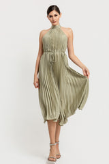 MILA - SATIN PLEAT MOCK NECK DRESS