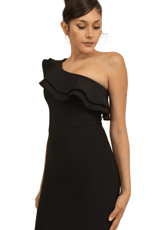 ANABELLE - O/S RUFFLE MIDI DRESS