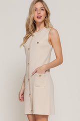 COCO - SLEEVELESS KNIT BUTTON DRESS