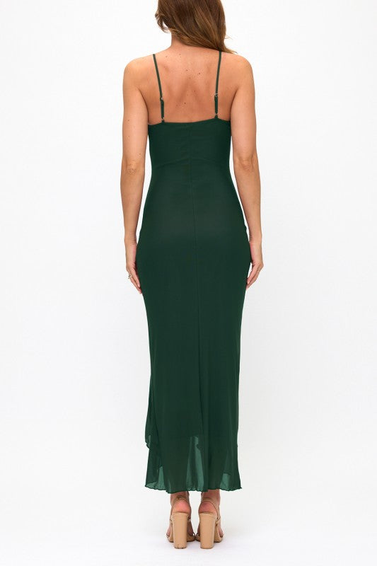 NIKKI SOLID - RUFFLE MESH DRESS