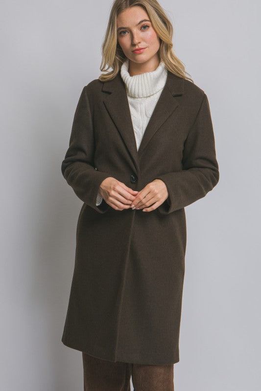 SINGLE BUTTON LONG COAT