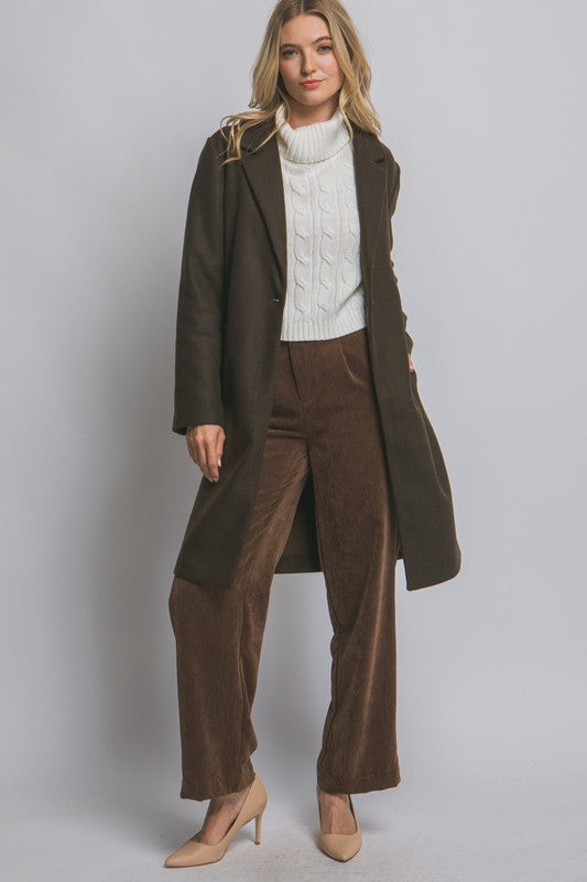 SINGLE BUTTON LONG COAT