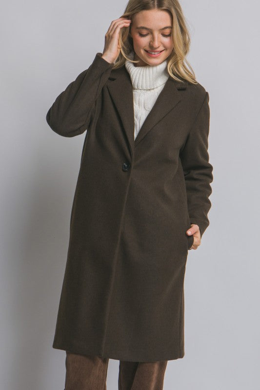 SINGLE BUTTON LONG COAT