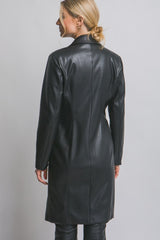 FAUX LEATHER TRENCH COAT