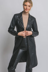 FAUX LEATHER TRENCH COAT