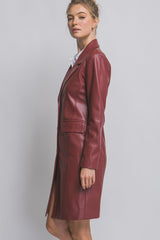 FAUX LEATHER TRENCH COAT