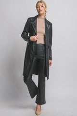 FAUX LEATHER TRENCH COAT