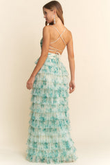 TOKYO - FLORAL MESH LAYERED MAXI DRESS