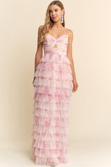 TOKYO - FLORAL MESH LAYERED MAXI DRESS