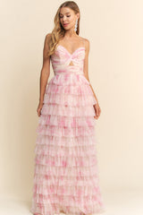 TOKYO - FLORAL MESH LAYERED MAXI DRESS