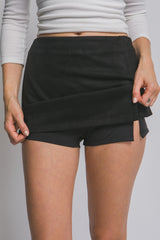 SLIT FAUX SUEDE SKORT