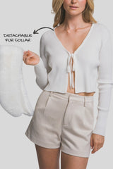 FUR COLLAR CARDIGAN