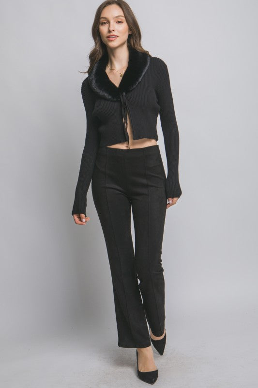 FUR COLLAR CARDIGAN