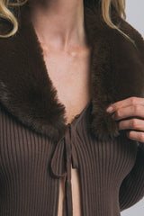 FUR COLLAR CARDIGAN